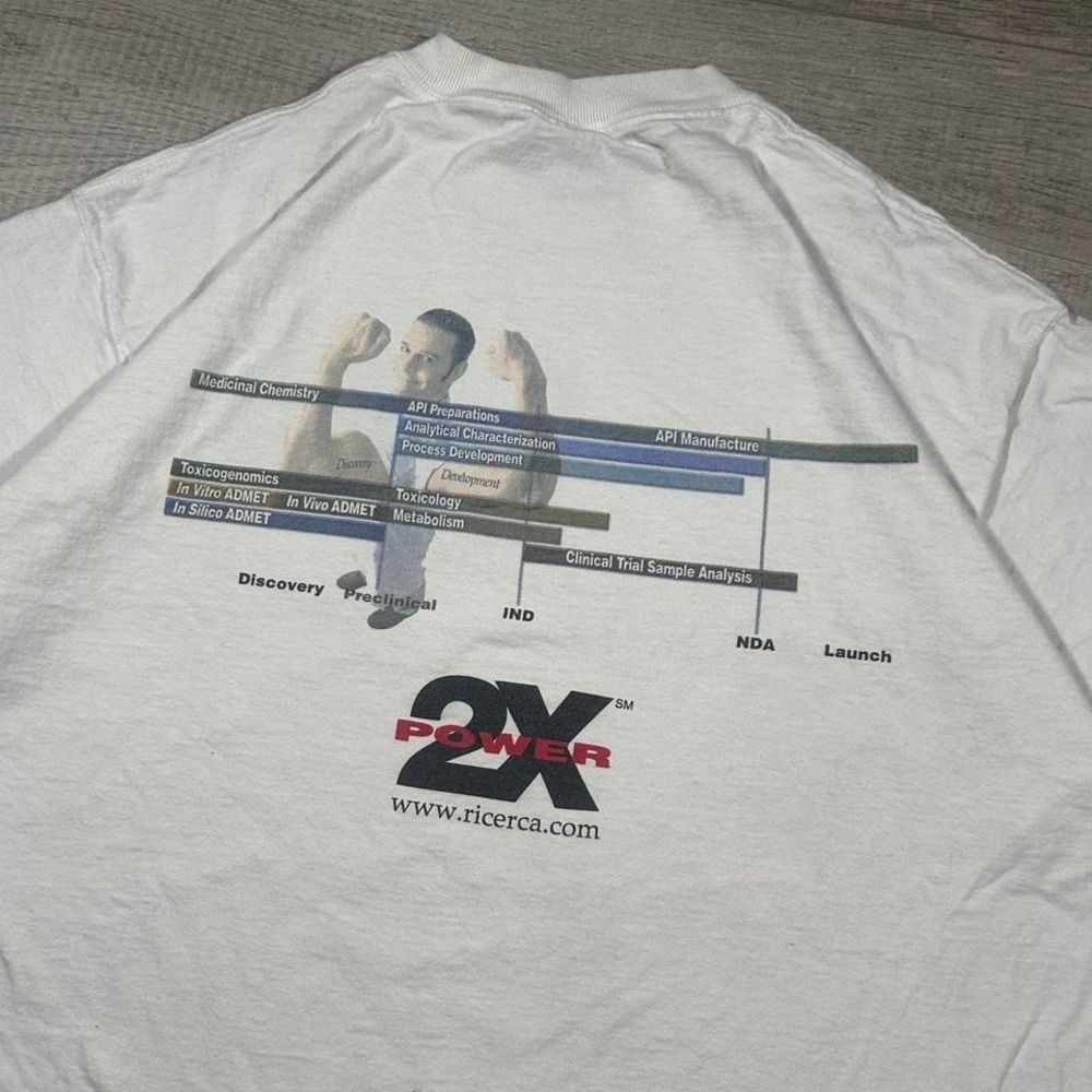 VTG obscure hard-core, steroids drug white and gray graphic tea promo